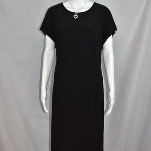 Joan Rivers sz 20W Jet Black Knee Length Lined Short Sleeve Vintage Dress